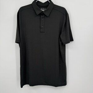 Quince Flowknit Breeze Performance Polo Shirt size M Men's in Heather Black